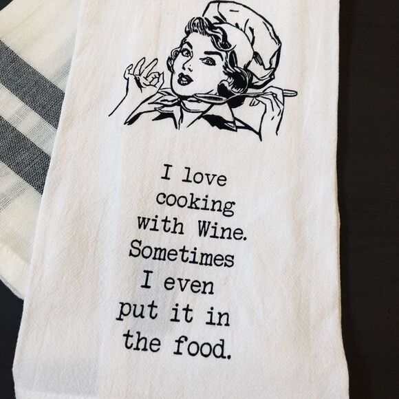 Funny Vintage Retro Wine Lover Meme Kitchen Towels Set - Picture 2 of 2